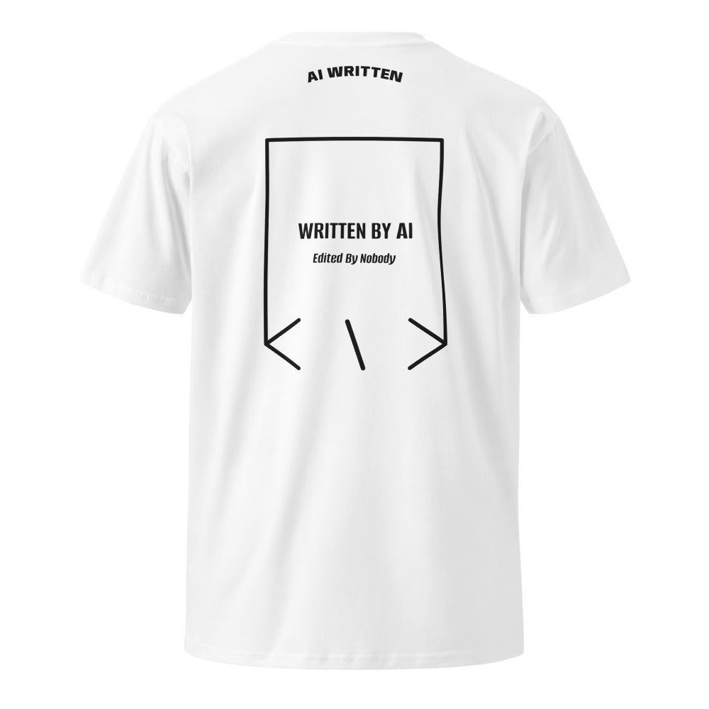 Written By AI — White Black back mockup