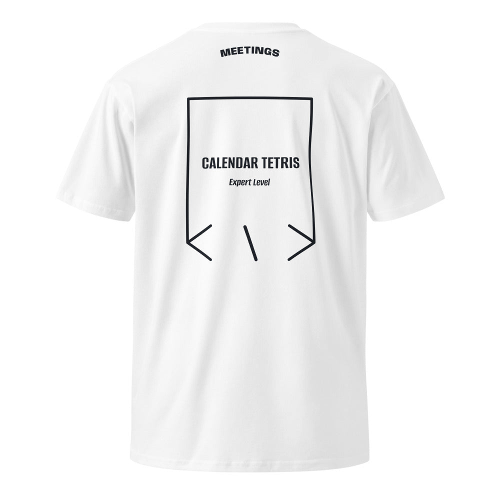 Calendar Tetris — White Navy back mockup