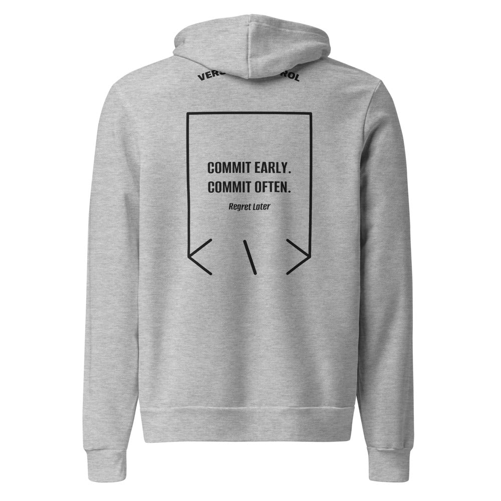 Commit Early. Commit Often. — Athletic Heather Black back mockup