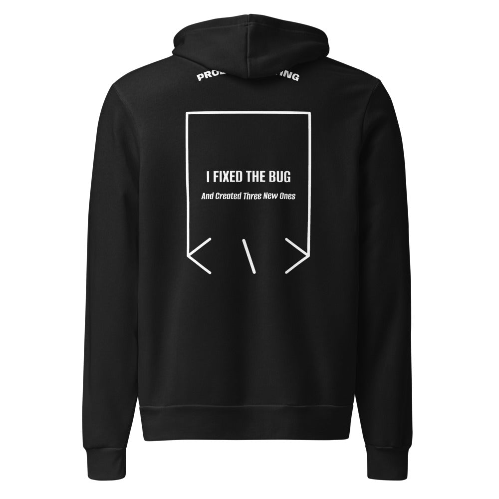 I Fixed The Bug — Black White back mockup