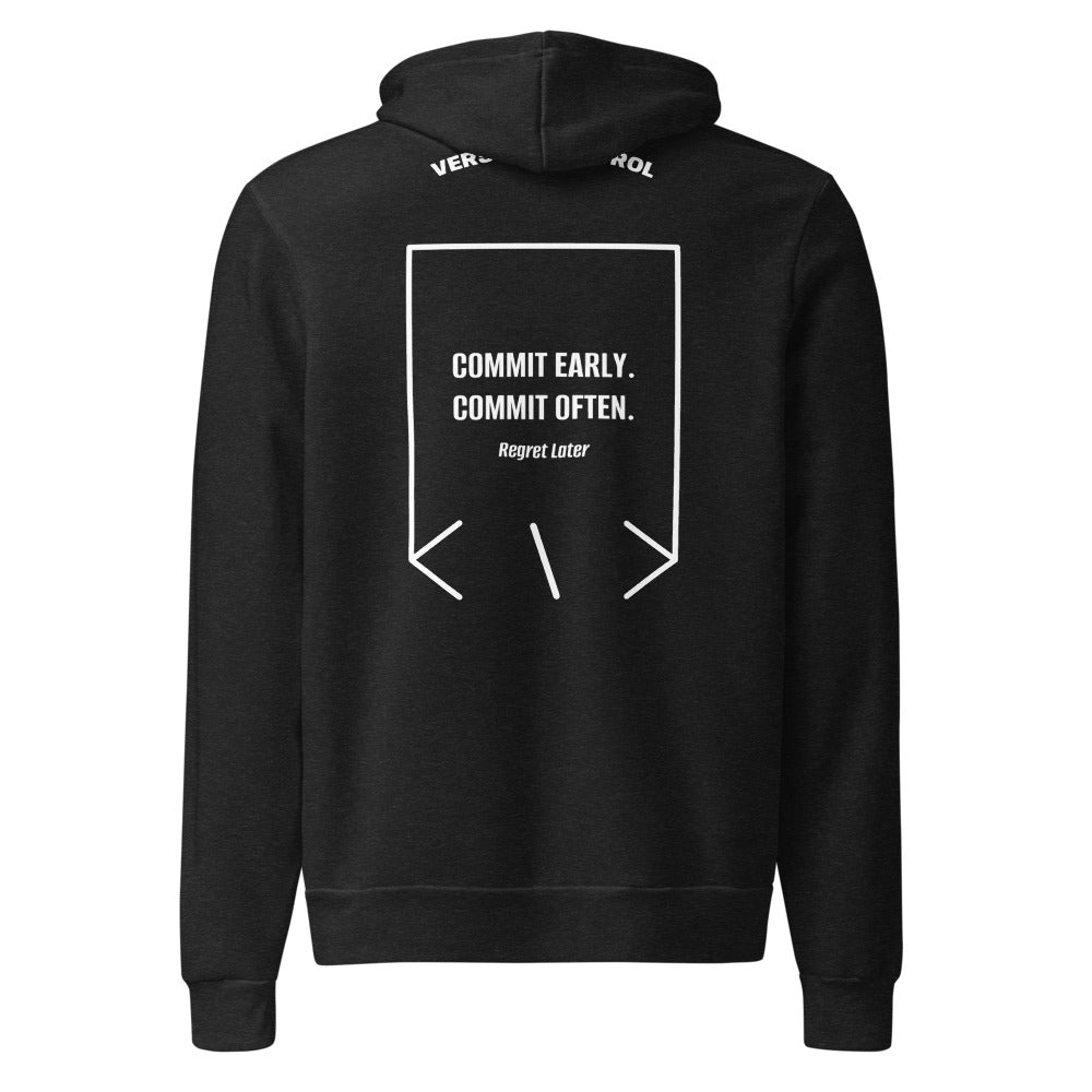 Commit Early. Commit Often. — Black Heather White back mockup
