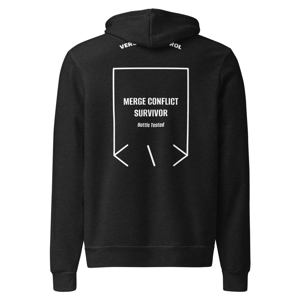 Merge Conflict Survivor — Black Heather White back mockup