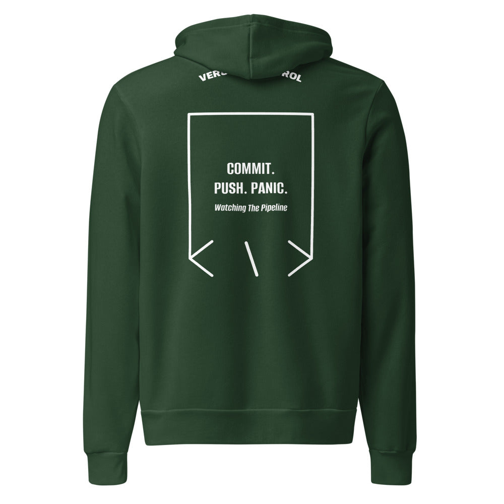 Commit. Push. Panic. — Forest White back mockup