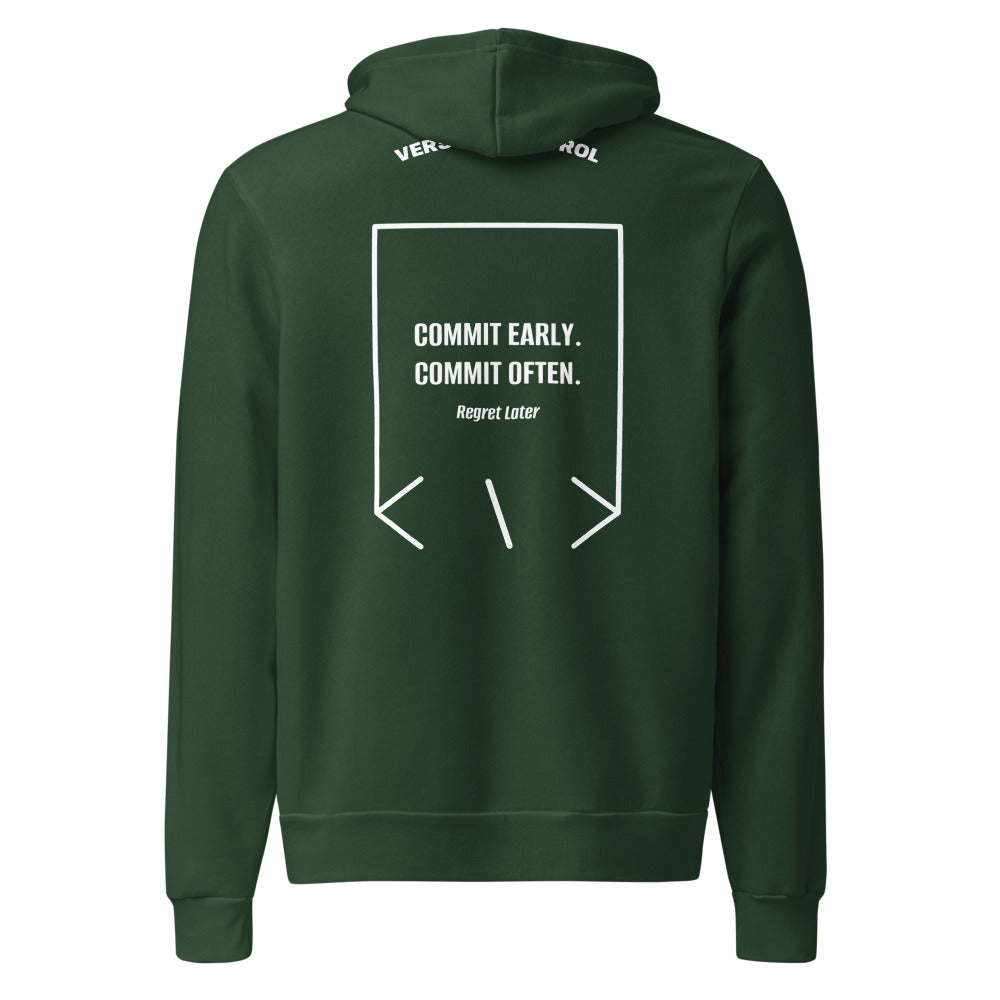 Commit Early. Commit Often. — Forest White back mockup
