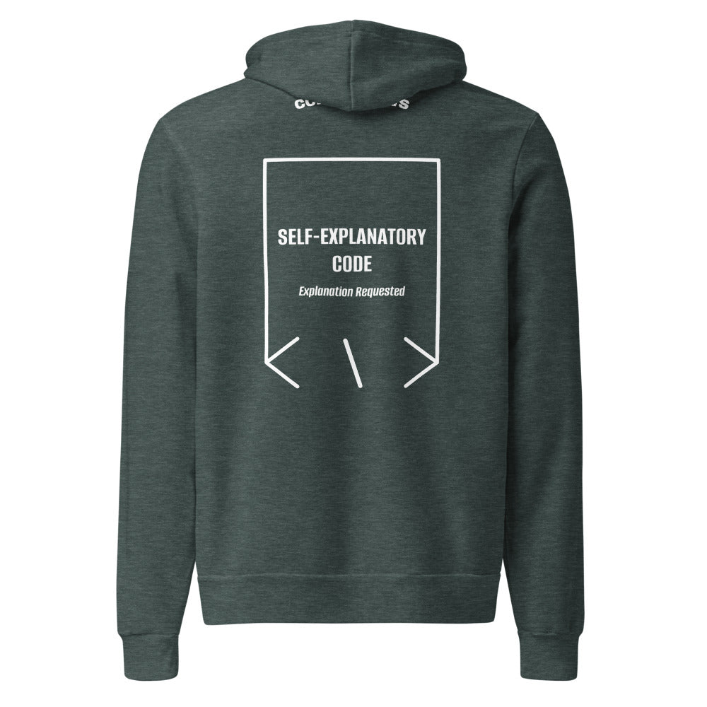 Self-Explanatory Code — Heather Forest White back mockup