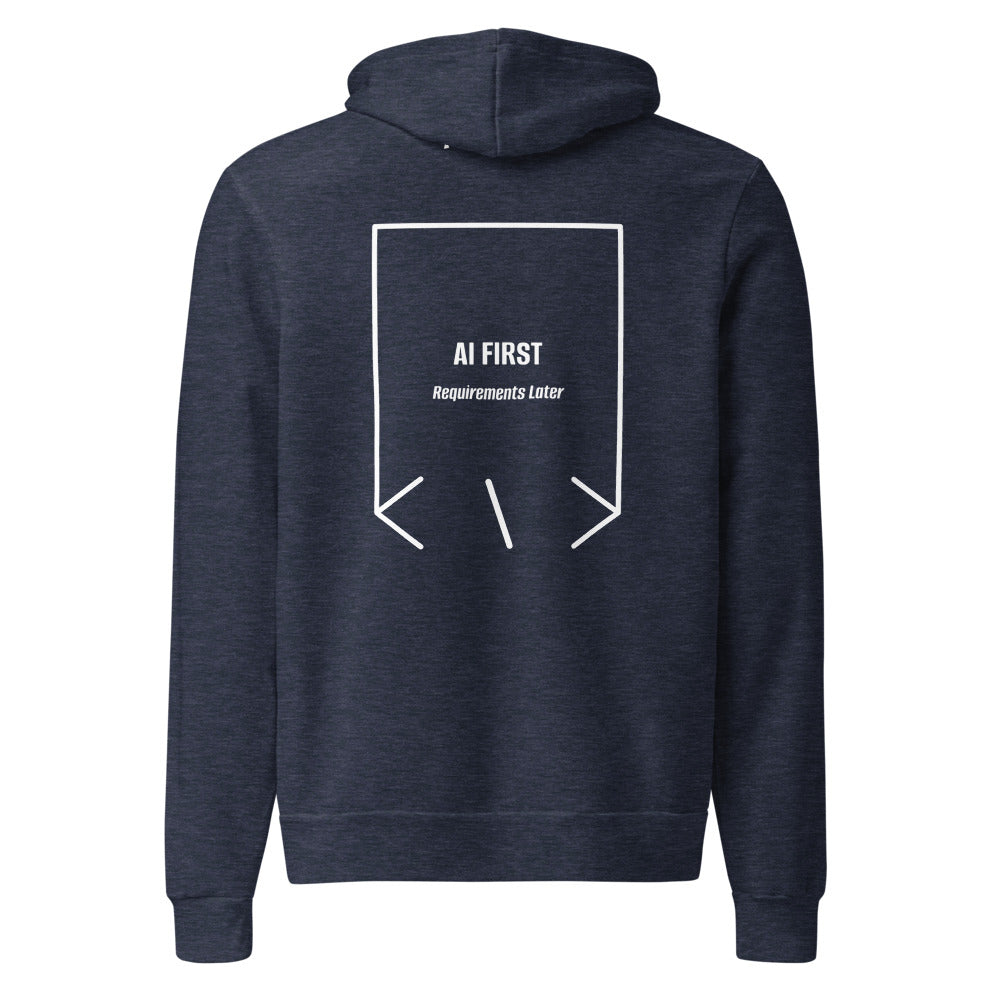 AI First — Heather Navy White back mockup