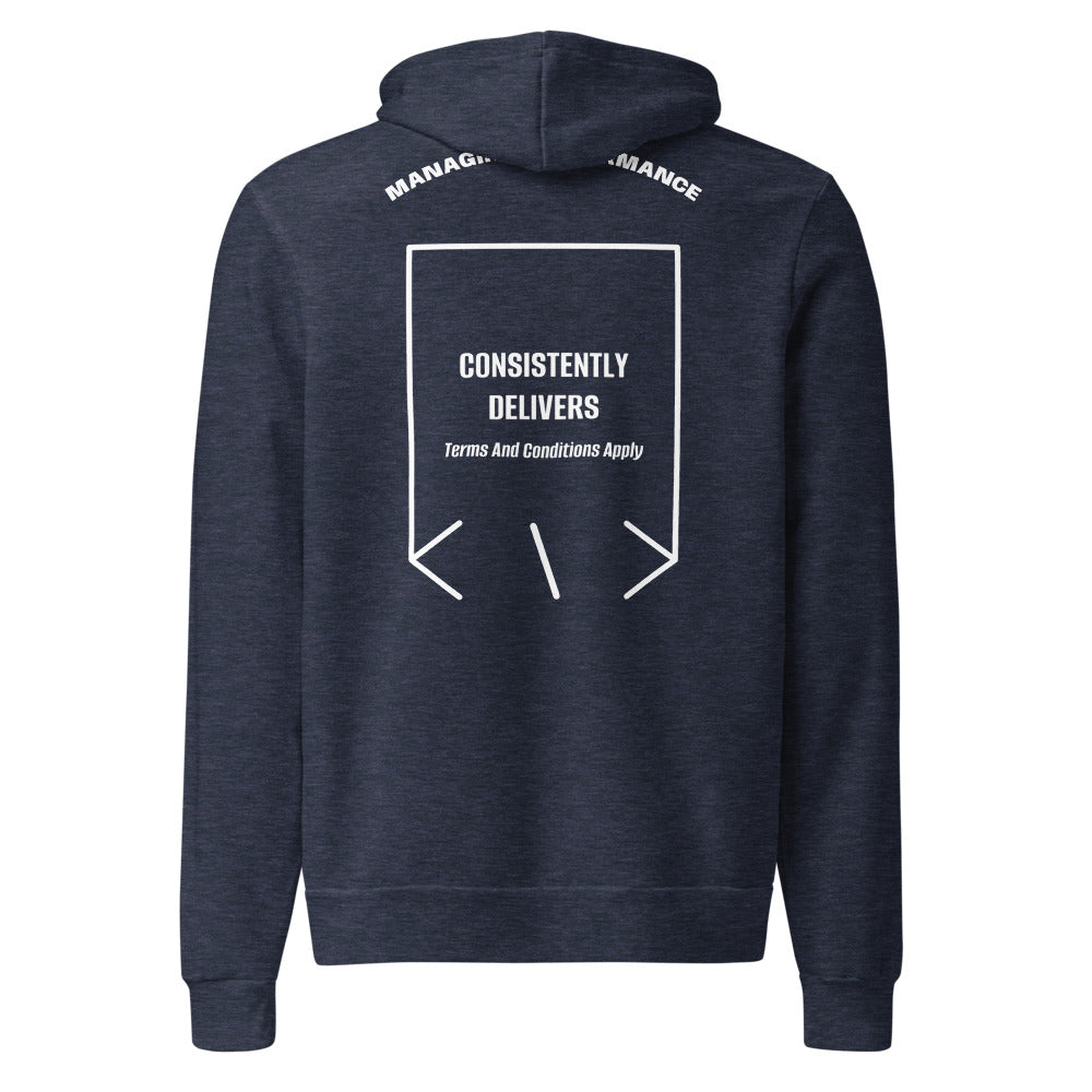 Consistently Delivers — Heather Navy White back mockup