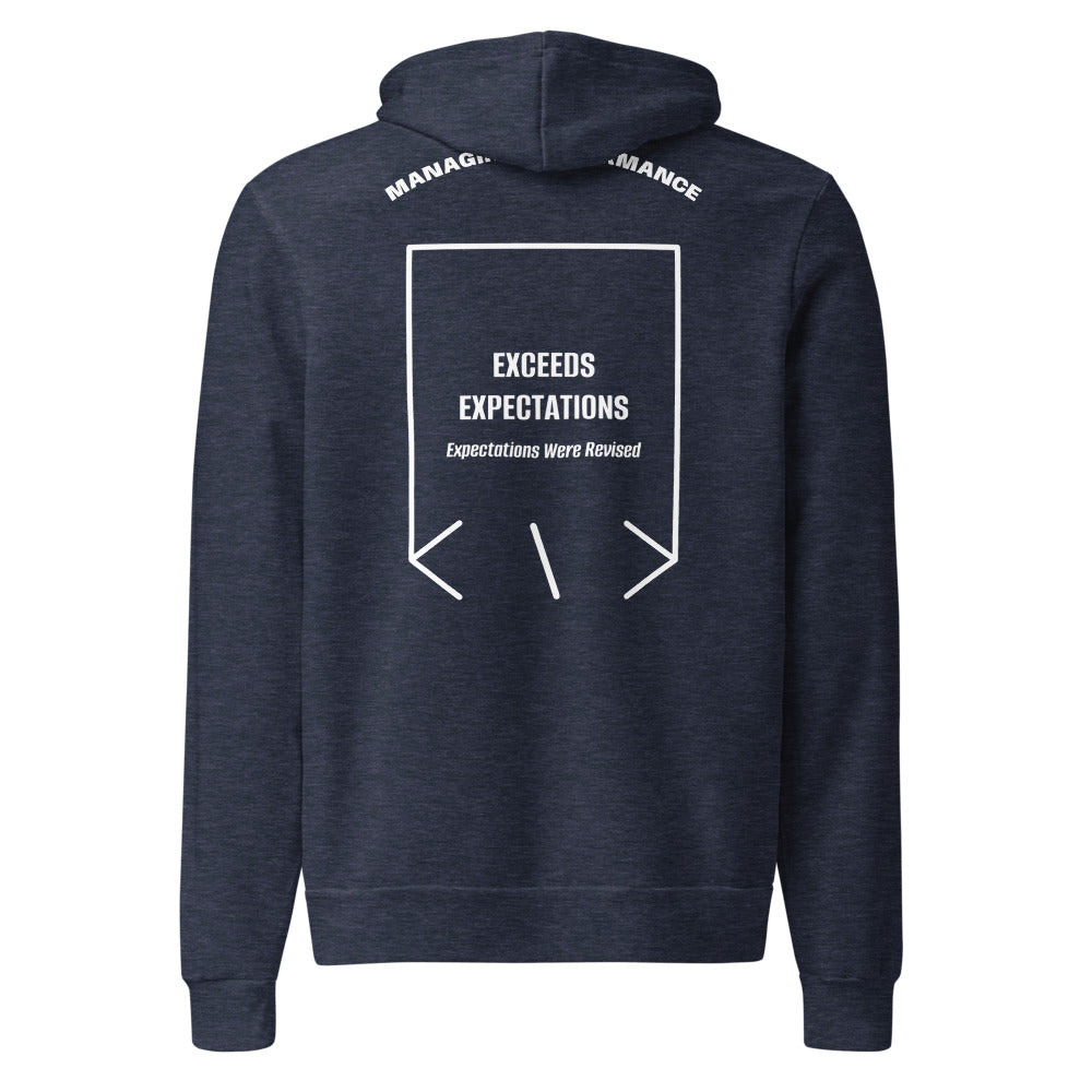 Exceeds Expectations — Heather Navy White back mockup