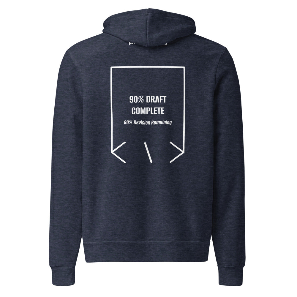90% Draft Complete — Heather Navy White back mockup