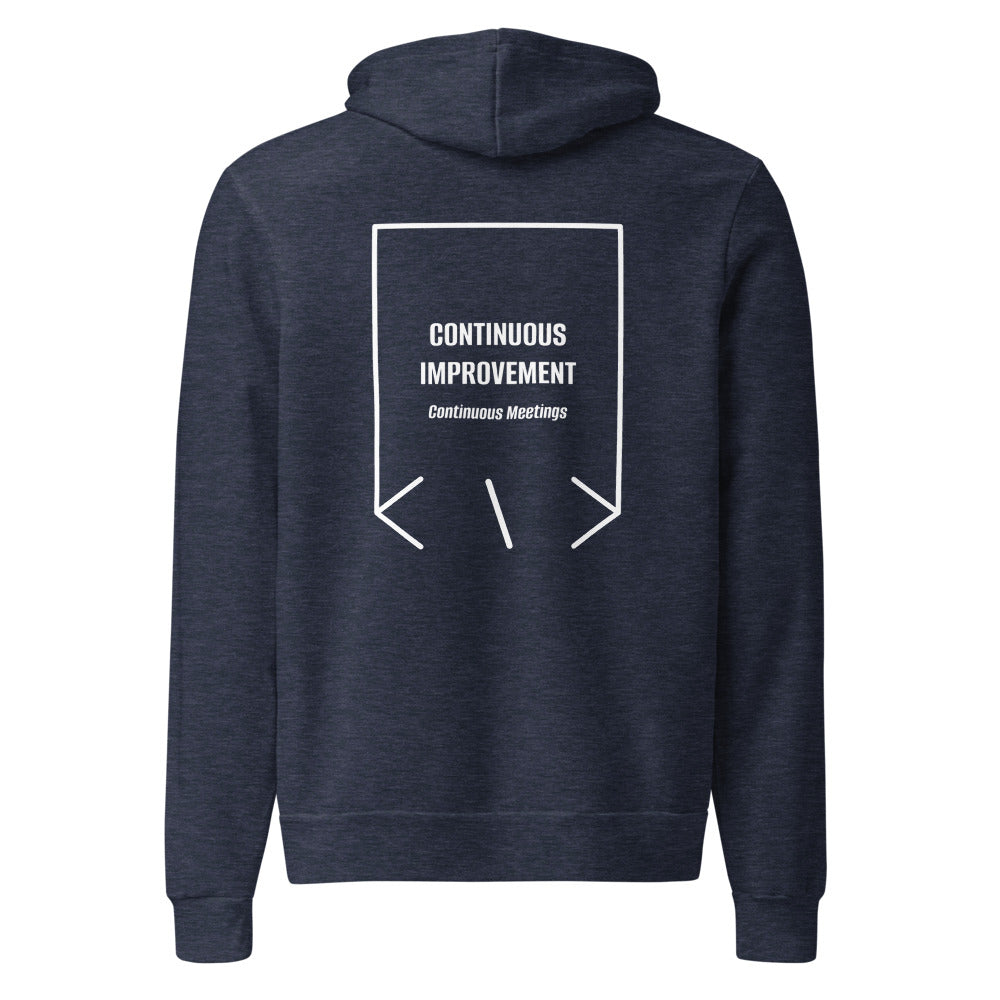 Continuous Improvement — Heather Navy White back mockup