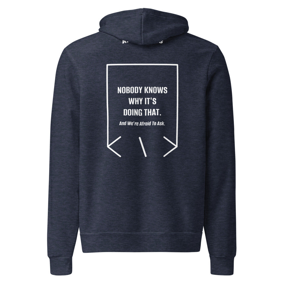 Nobody Knows Why It's Doing That. — Heather Navy White back mockup