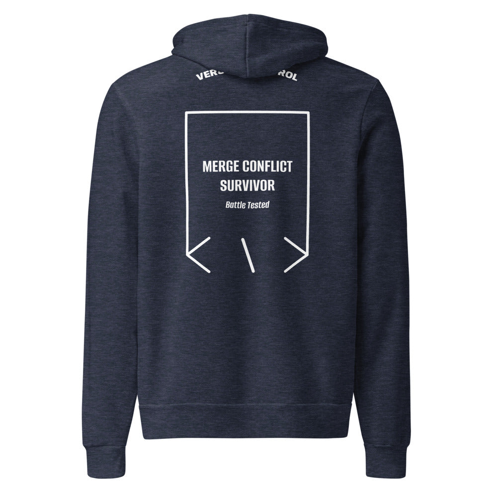 Merge Conflict Survivor — Heather Navy White back mockup
