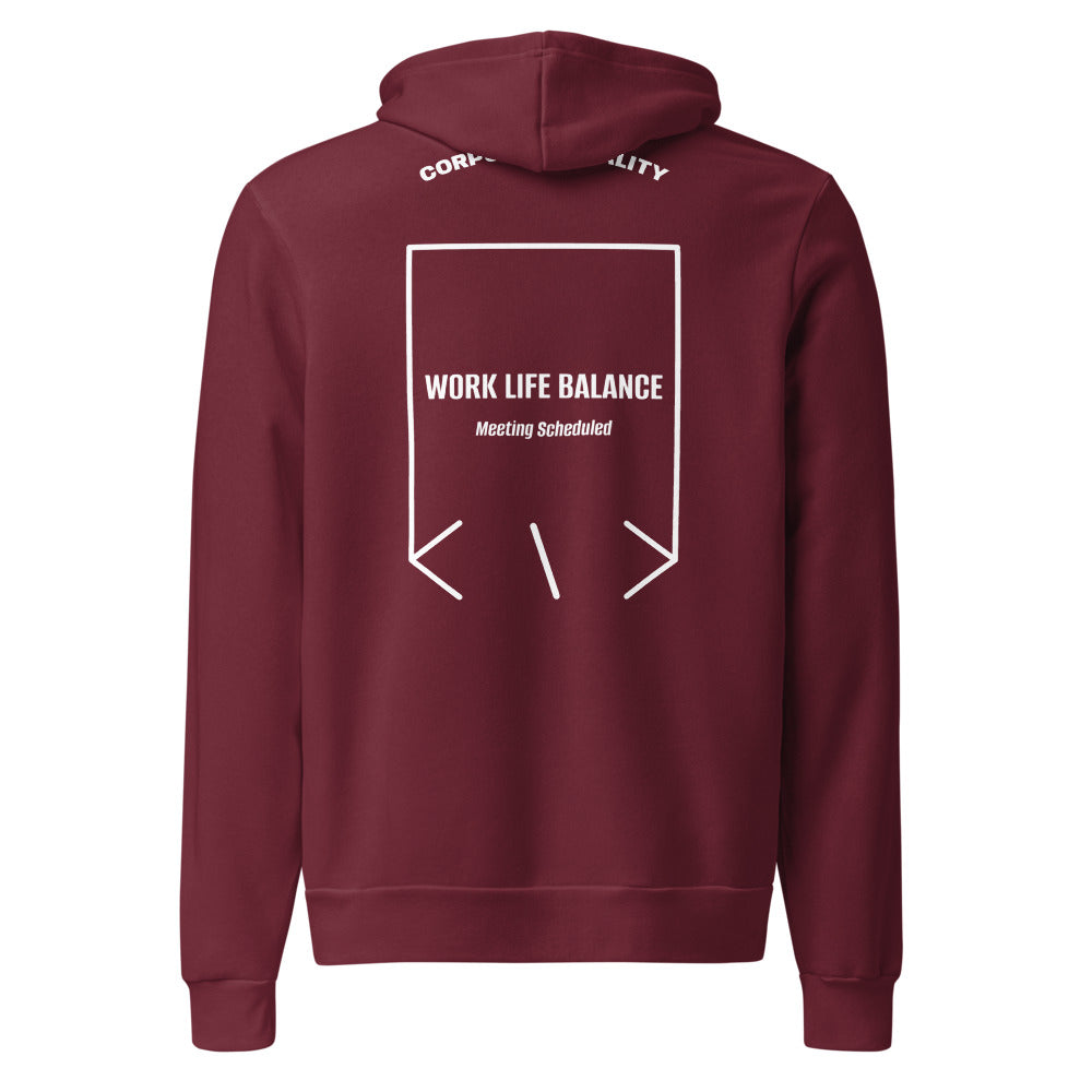 Work Life Balance — Maroon White back mockup