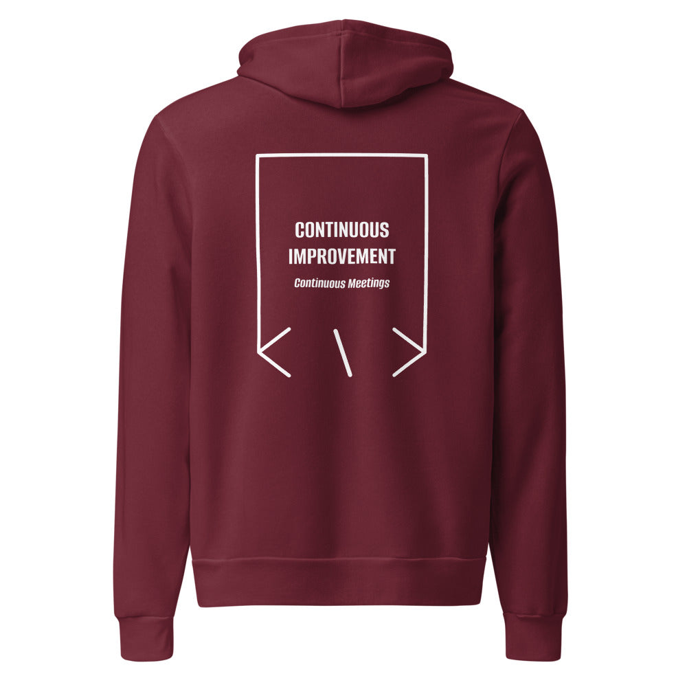 Continuous Improvement — Maroon White back mockup