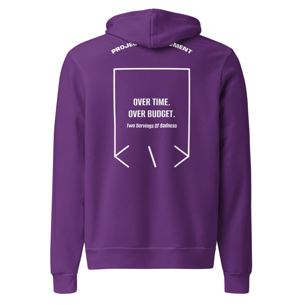 Over Time. Over Budget. — Team Purple White back mockup