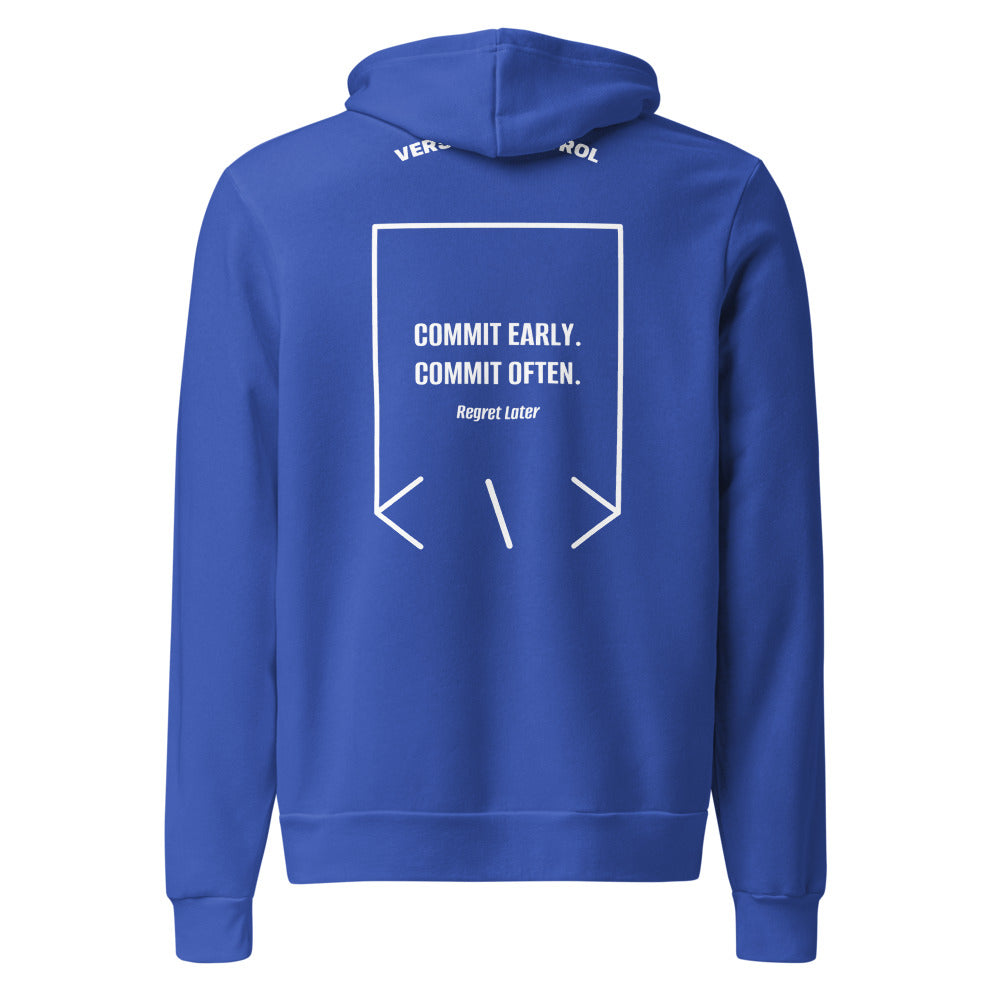 Commit Early. Commit Often. — True Royal White back mockup