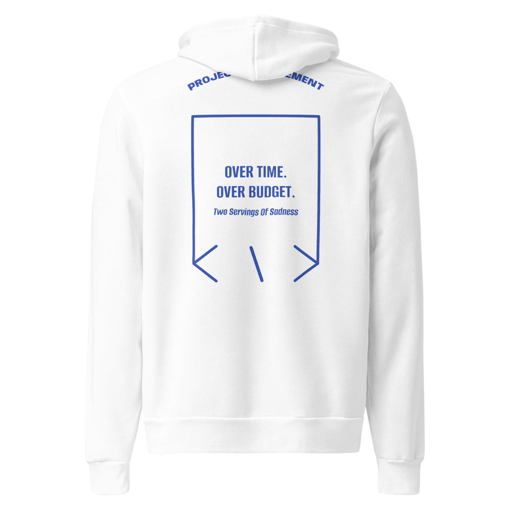 Over Time. Over Budget. — White True Royal back mockup