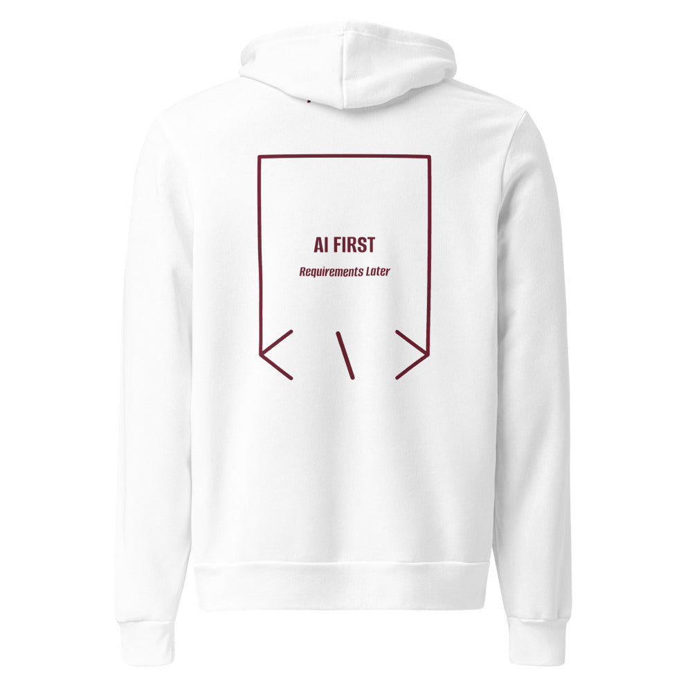 AI First — White Maroon back mockup