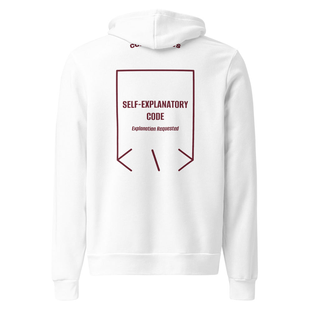 Self-Explanatory Code — White Maroon back mockup