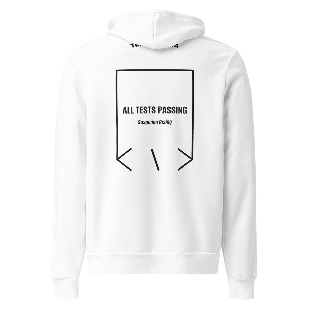All Tests Passing — White Black Heather back mockup