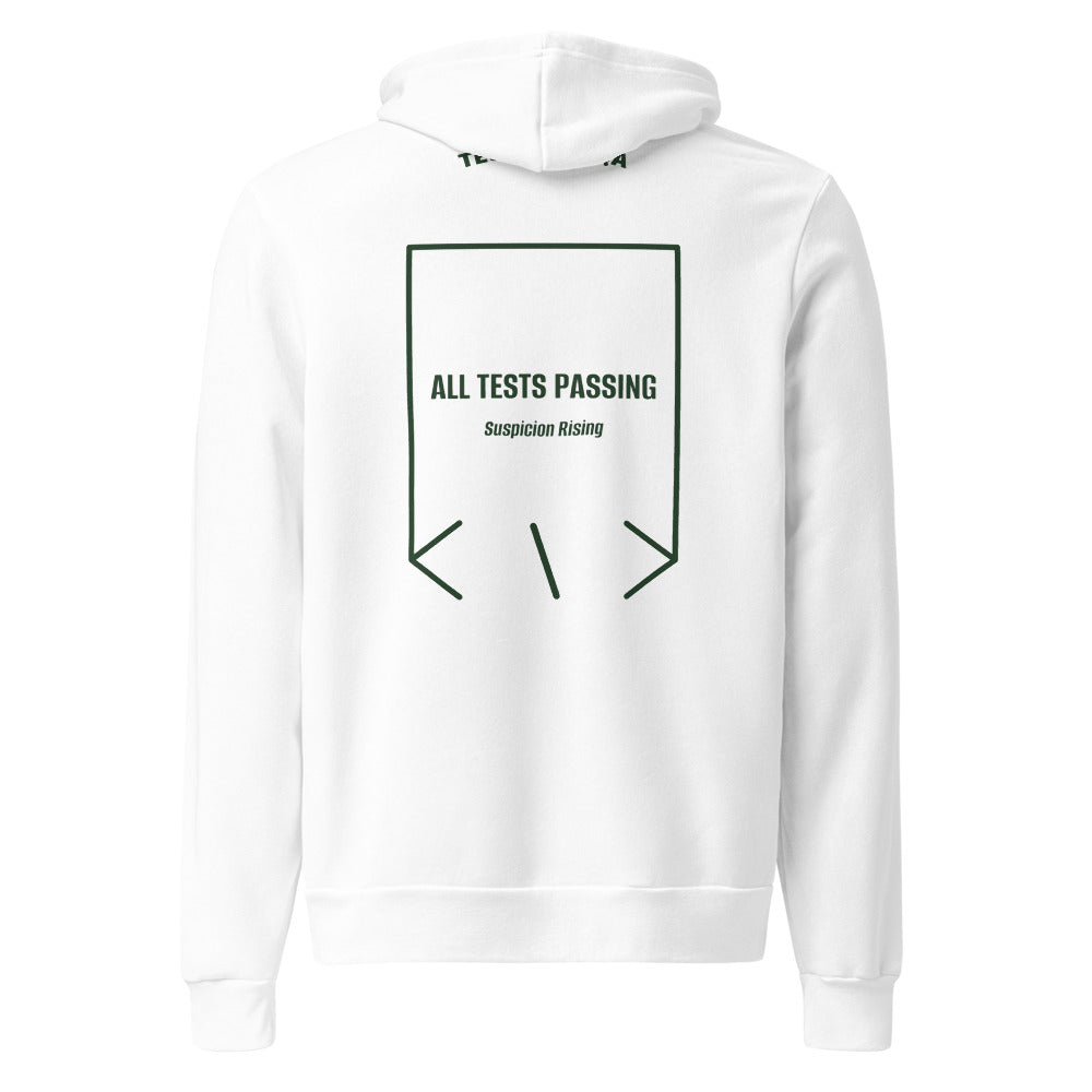 All Tests Passing — White Forest back mockup