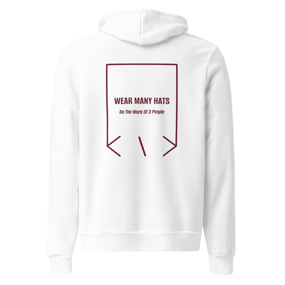 Wear Many Hats — White Maroon back mockup
