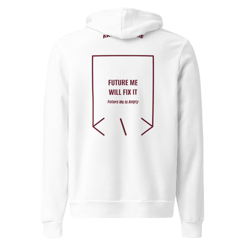 Future Me Will Fix It — White Maroon back mockup