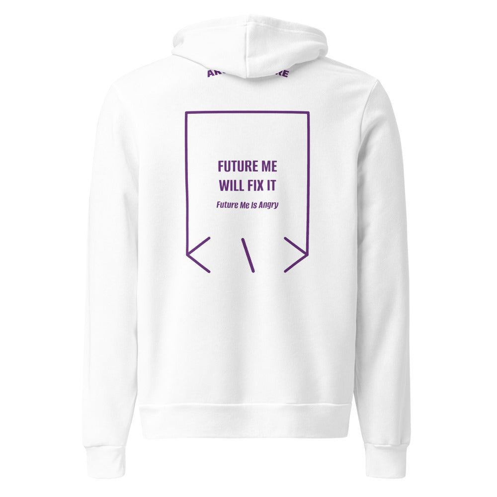 Future Me Will Fix It — White Team Purple back mockup