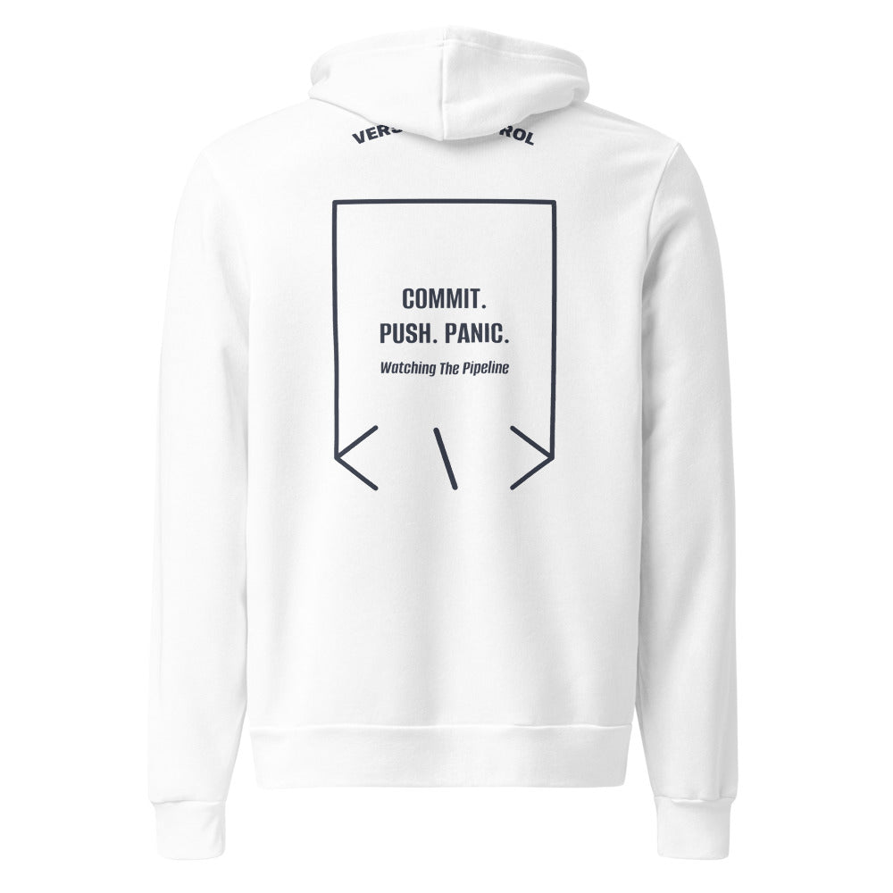 Commit. Push. Panic. — White Heather Navy back mockup