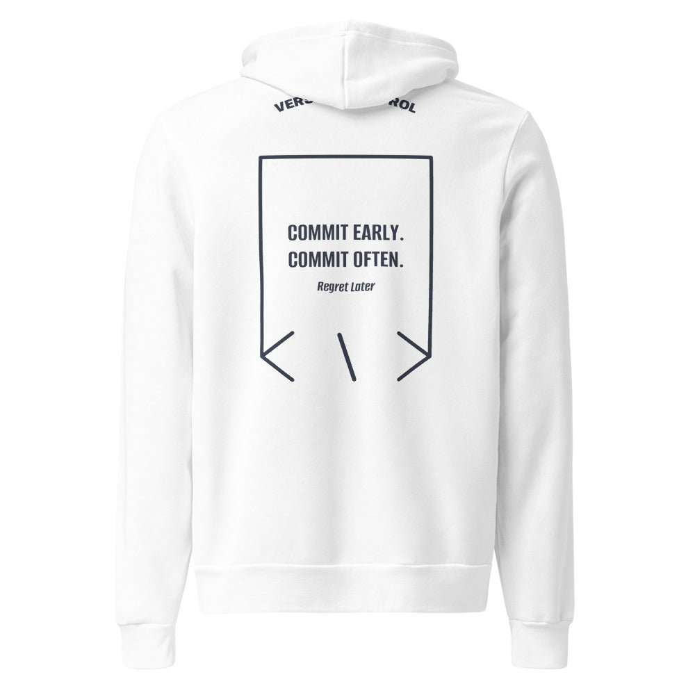 Commit Early. Commit Often. — White Heather Navy back mockup