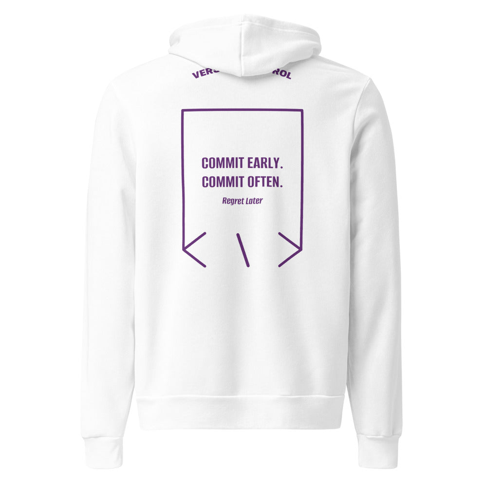 Commit Early. Commit Often. — White Team Purple back mockup