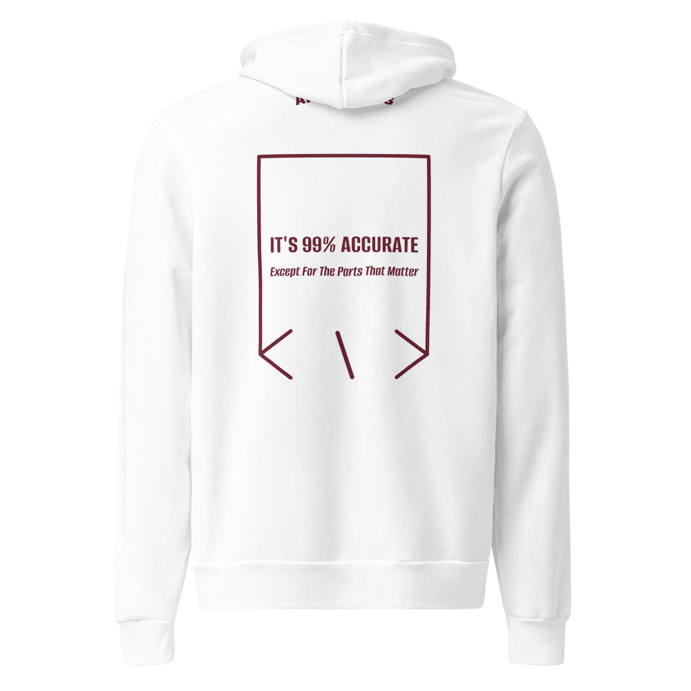 It's 99% Accurate — White Maroon back mockup