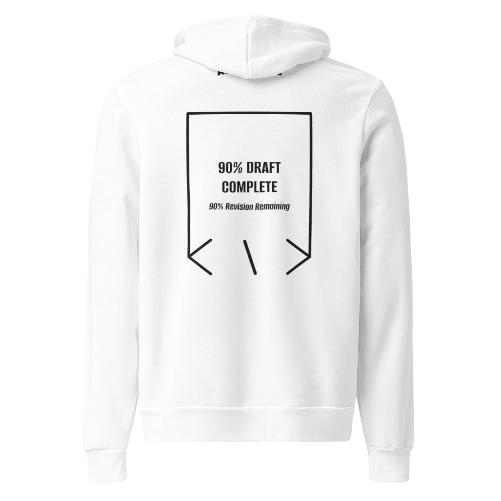 90% Draft Complete — White Black Heather back mockup