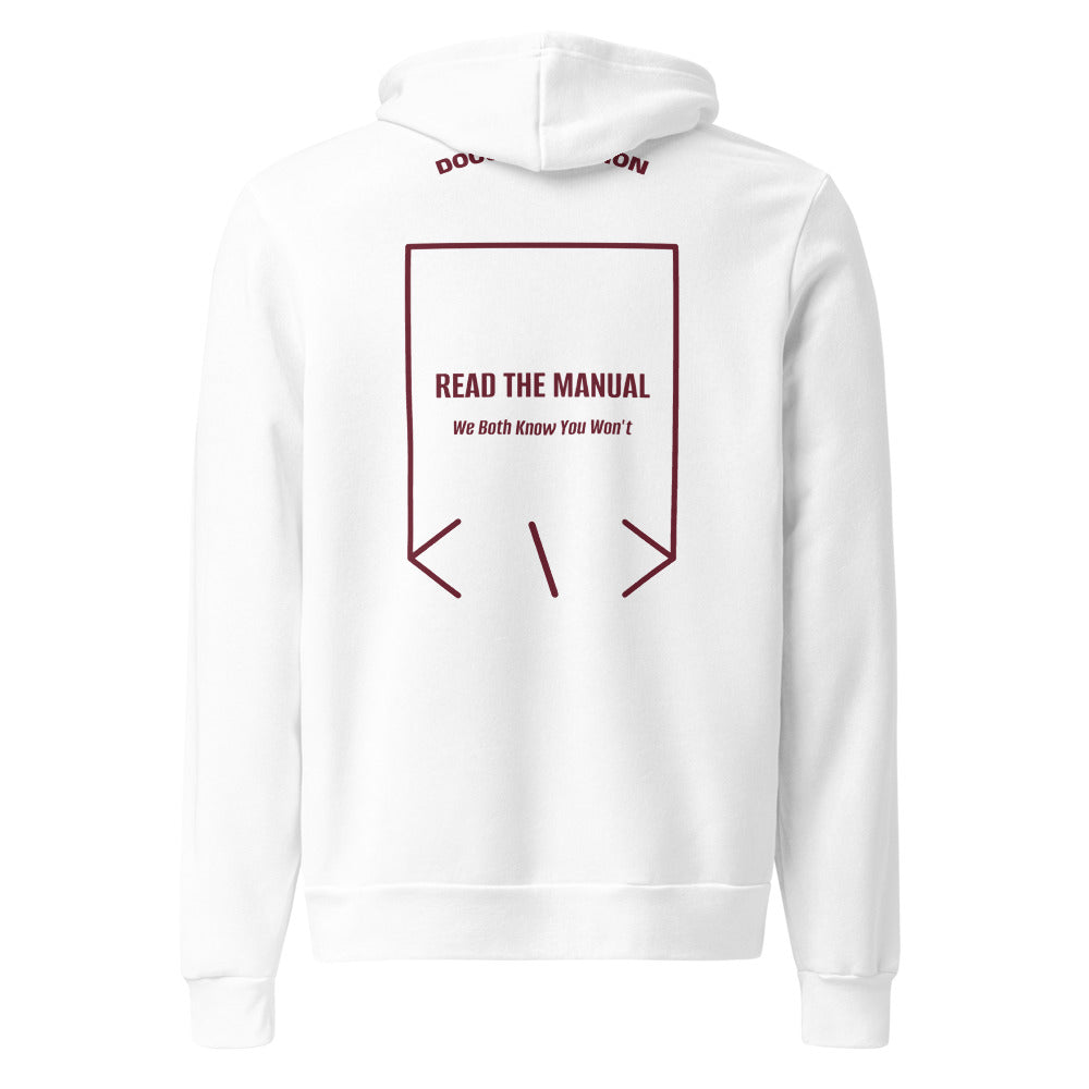 Read The Manual — White Maroon back mockup