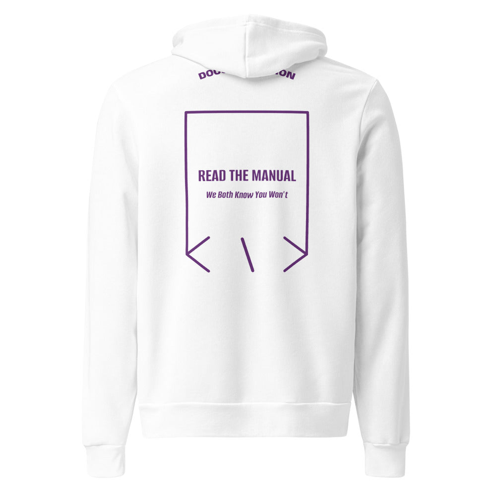 Read The Manual — White Team Purple back mockup