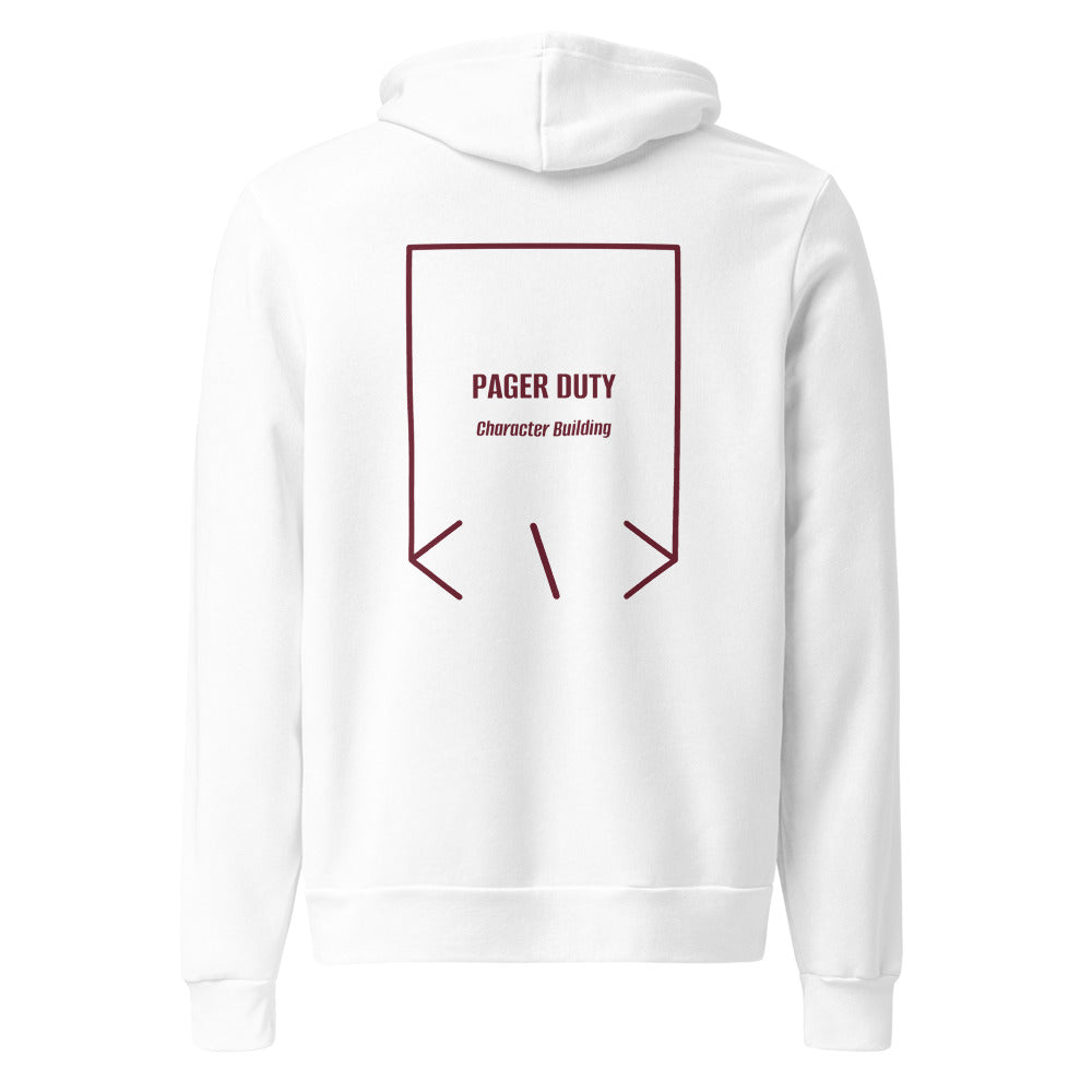 Pager Duty — White Maroon back mockup