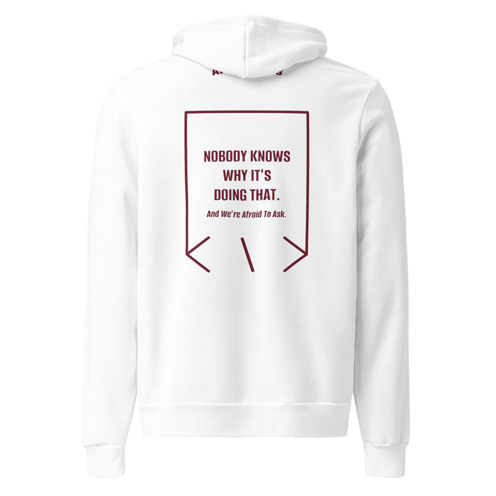 Nobody Knows Why It's Doing That. — White Maroon back mockup