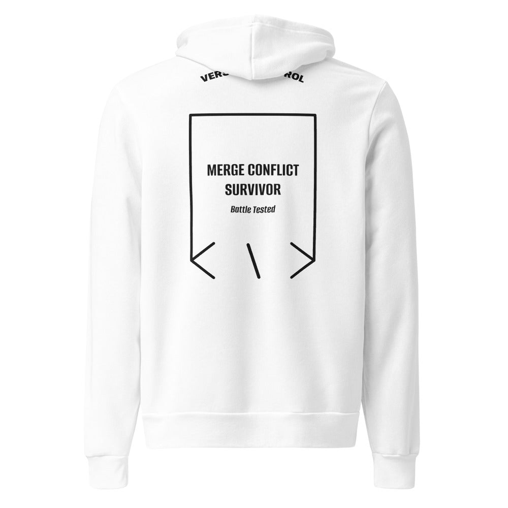 Merge Conflict Survivor — White Black back mockup