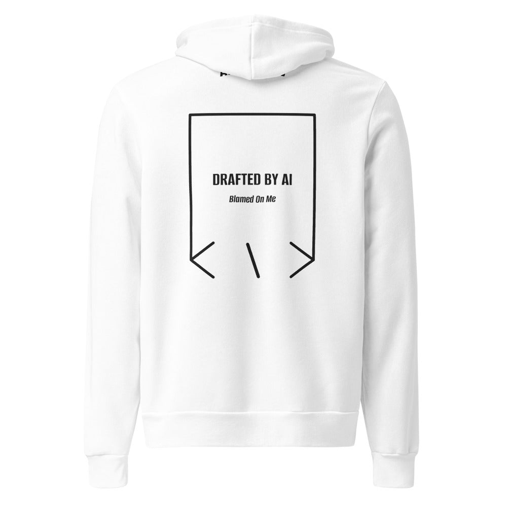Drafted By AI — White Black Heather back mockup
