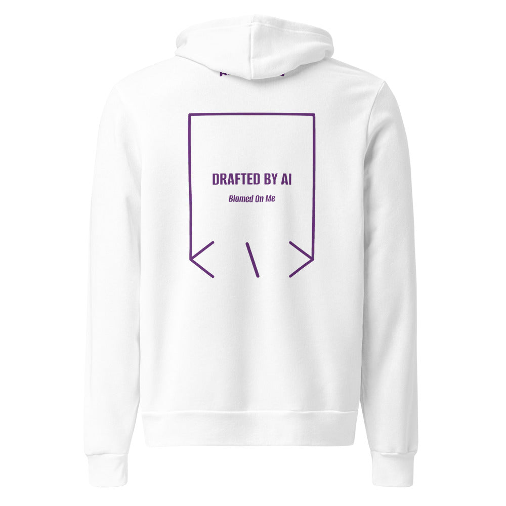 Drafted By AI — White Team Purple back mockup
