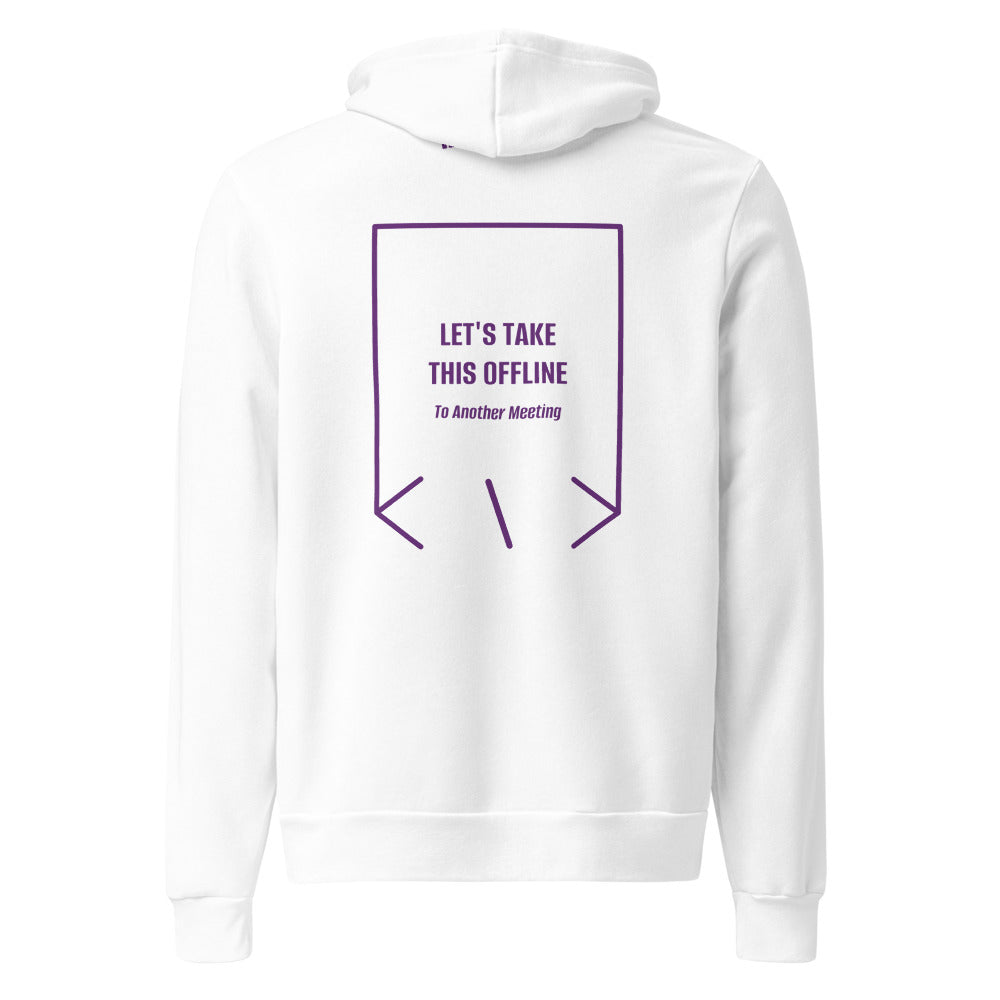 Let's Take This Offline — White Team Purple back mockup
