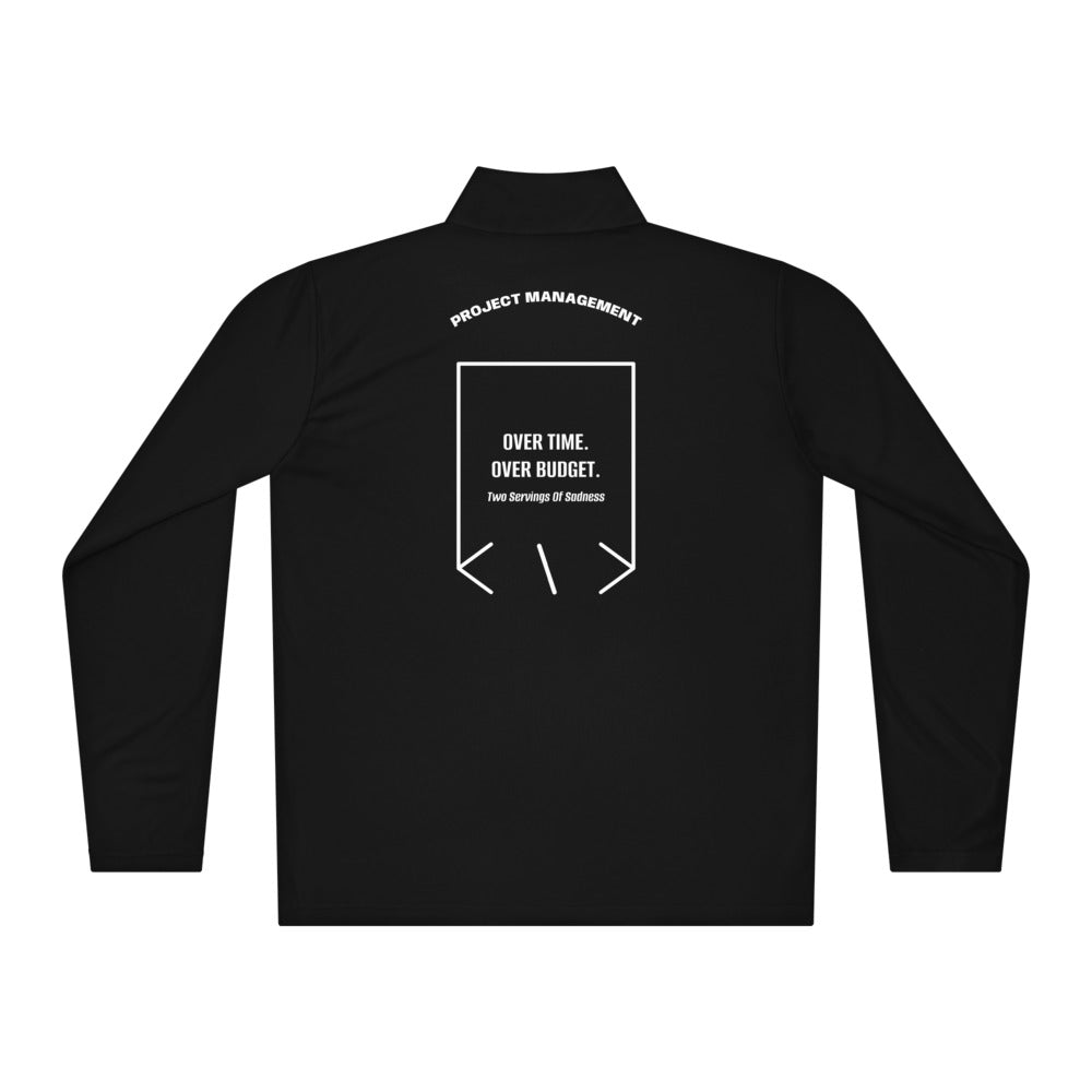 Over Time. Over Budget. — Black White back mockup