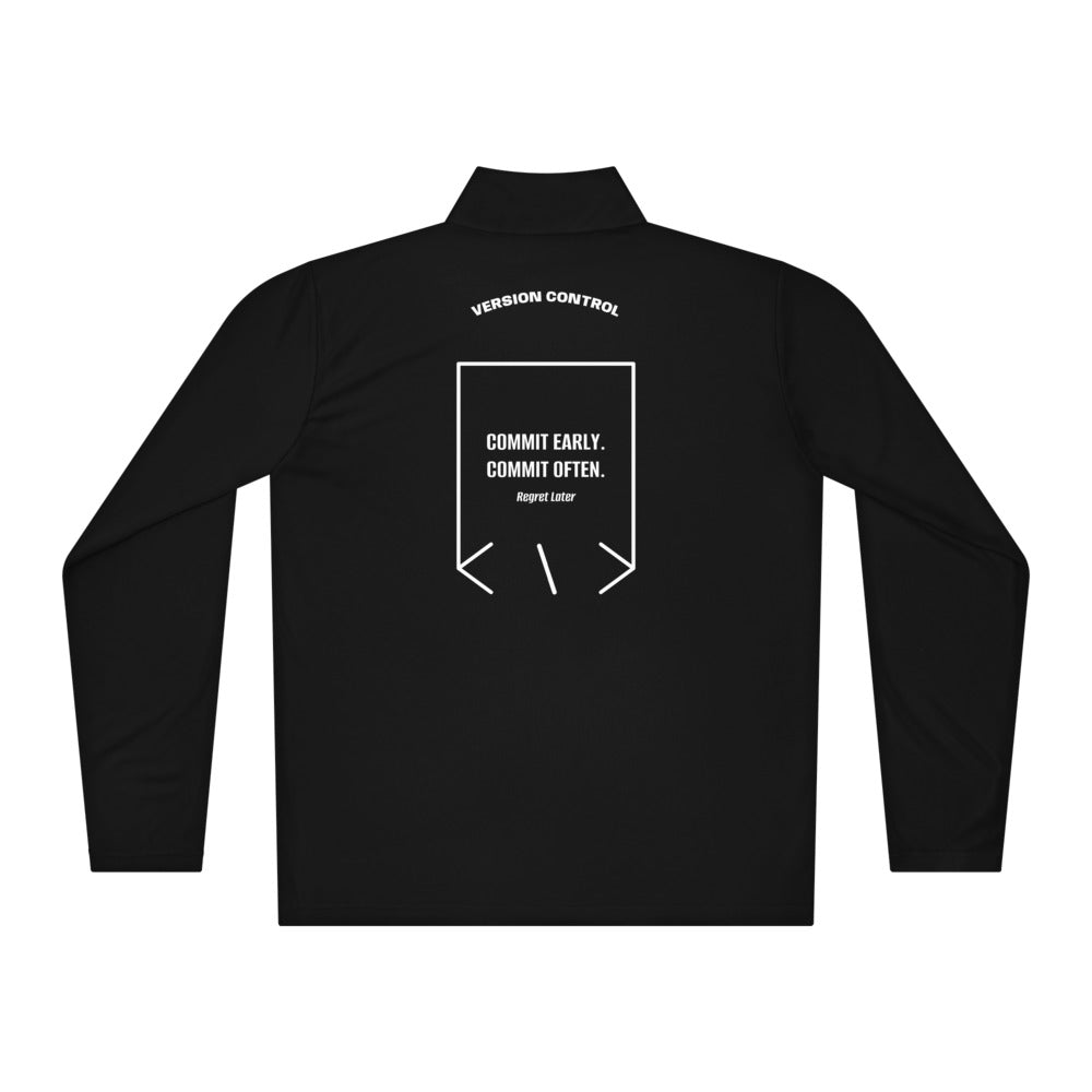 Commit Early. Commit Often. — Black White back mockup