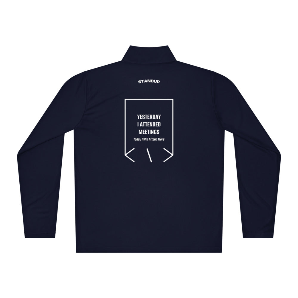 Yesterday I Attended Meetings — True Navy White back mockup