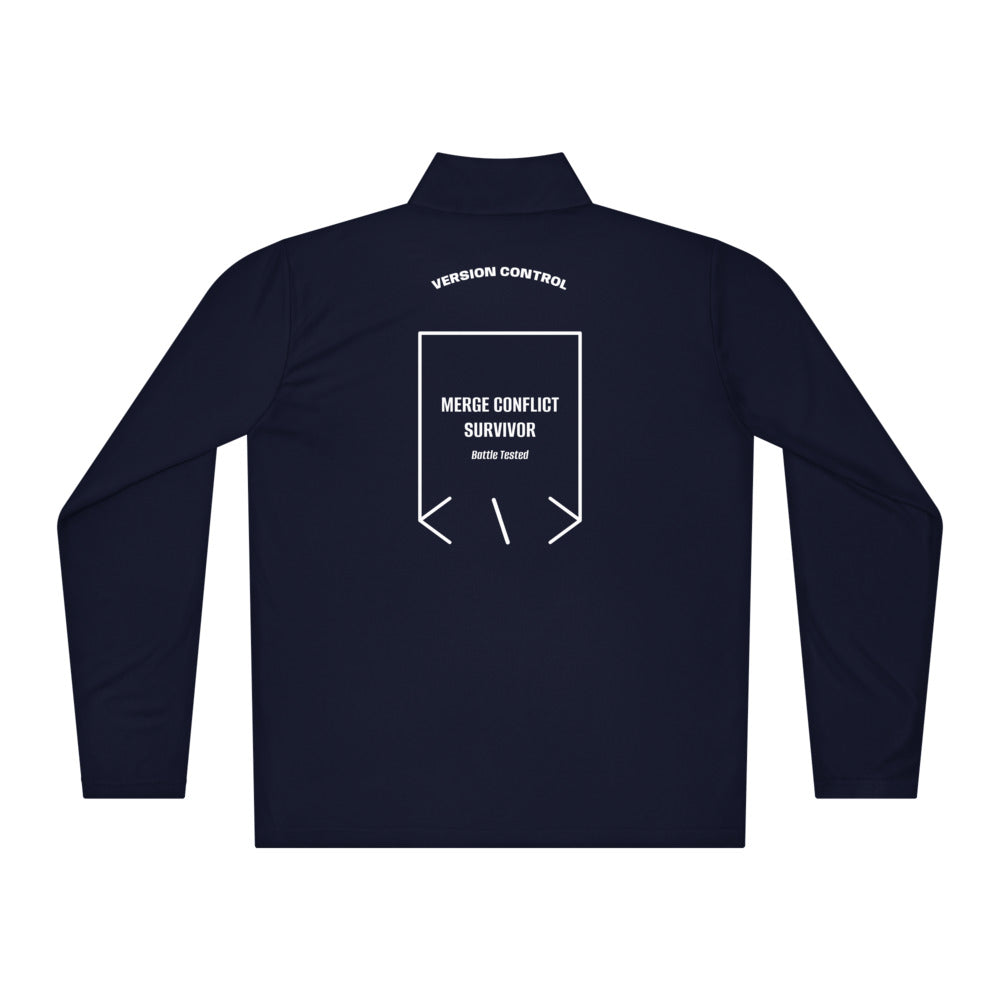 Merge Conflict Survivor — True Navy White back mockup