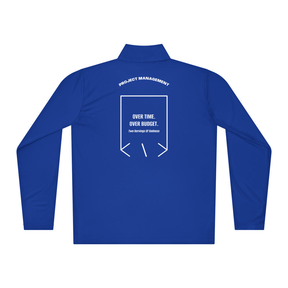 Over Time. Over Budget. — True Royal White back mockup
