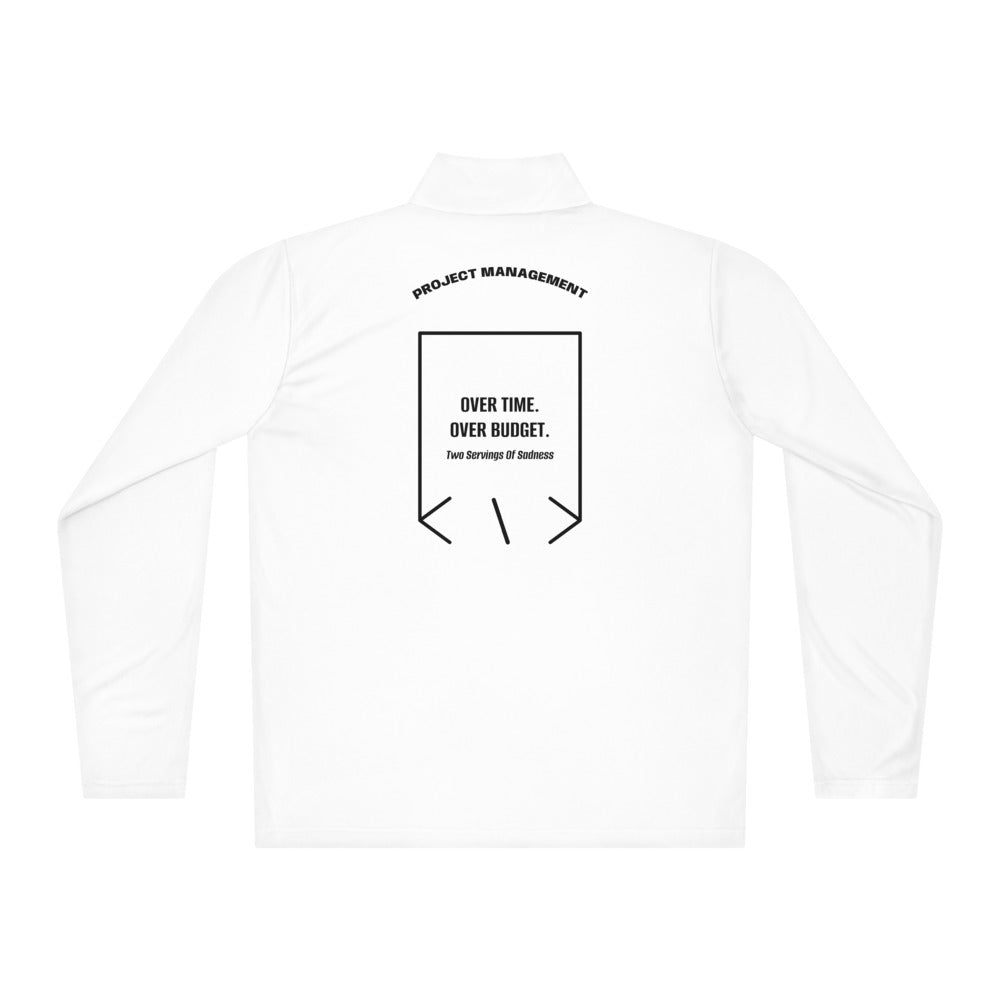 Over Time. Over Budget. — White Black back mockup