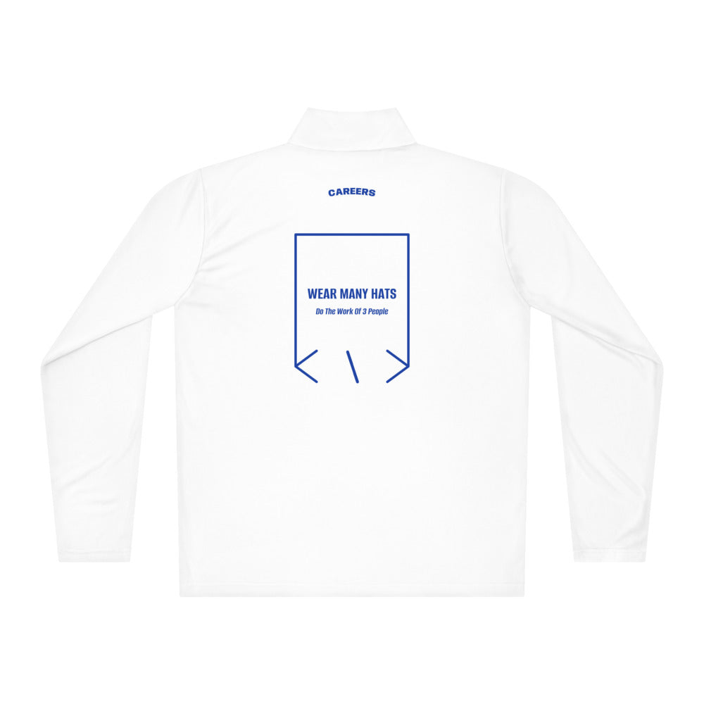 Wear Many Hats — White True Royal back mockup