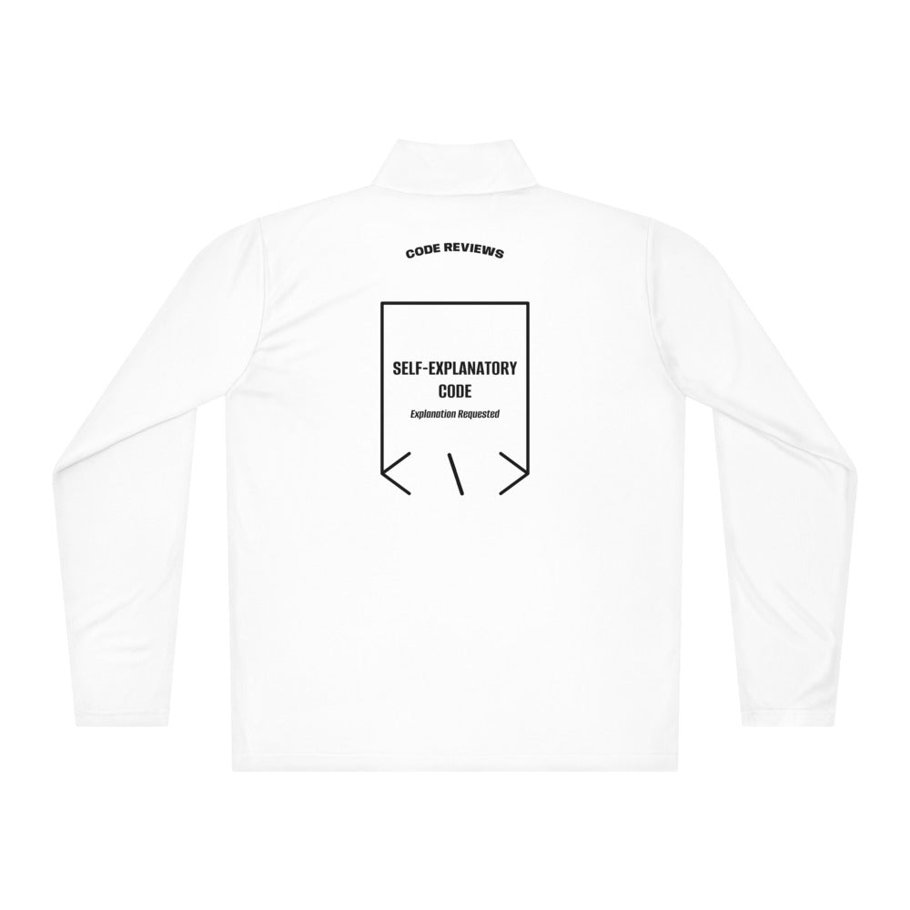 Self-Explanatory Code — White Black back mockup