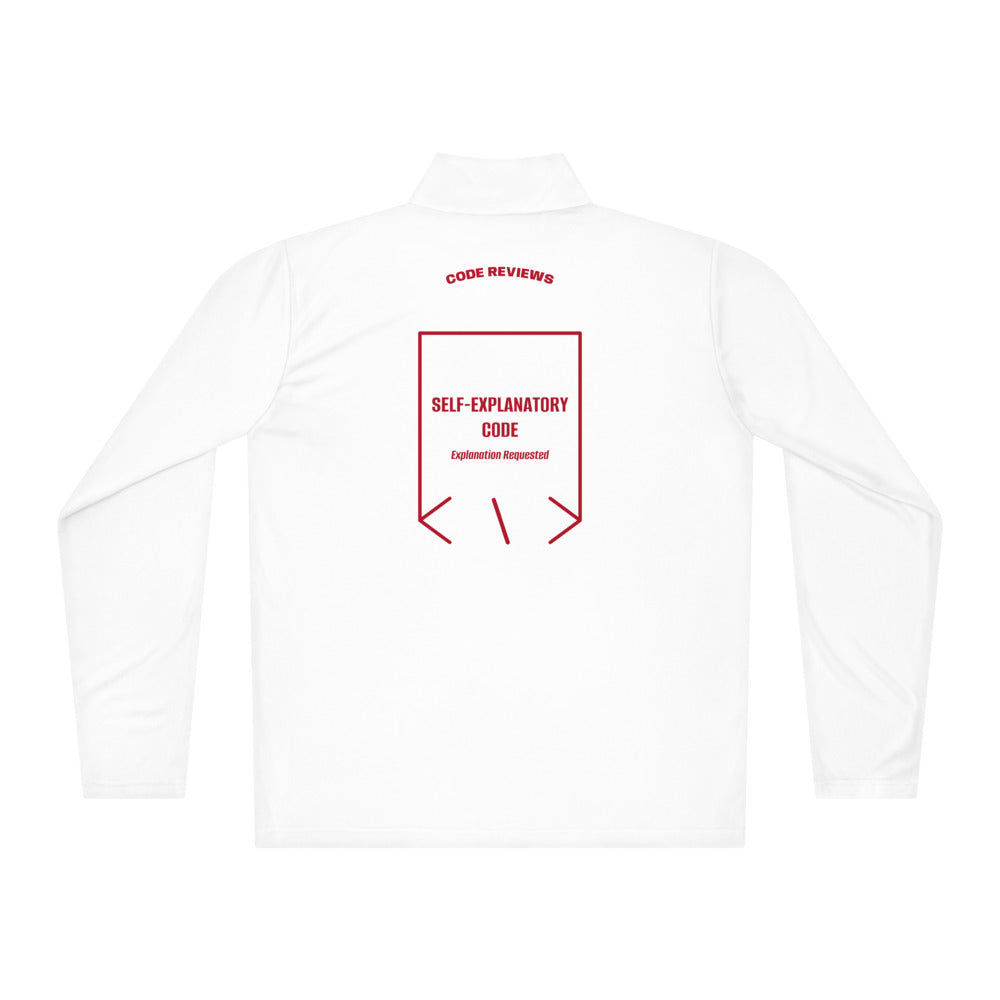 Self-Explanatory Code — White True Red back mockup